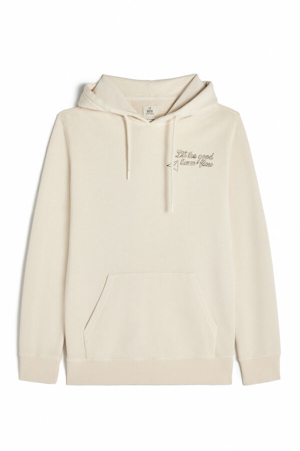 Cortefiel Hoodie with plane logo Ivory