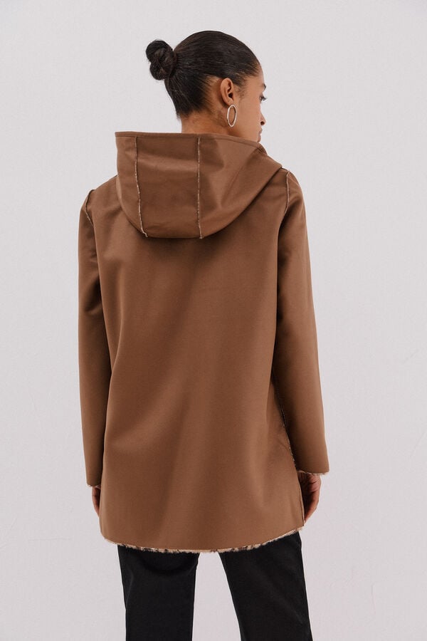 Cortefiel Abrigo efecto doble faz reversible Marrón oscuro