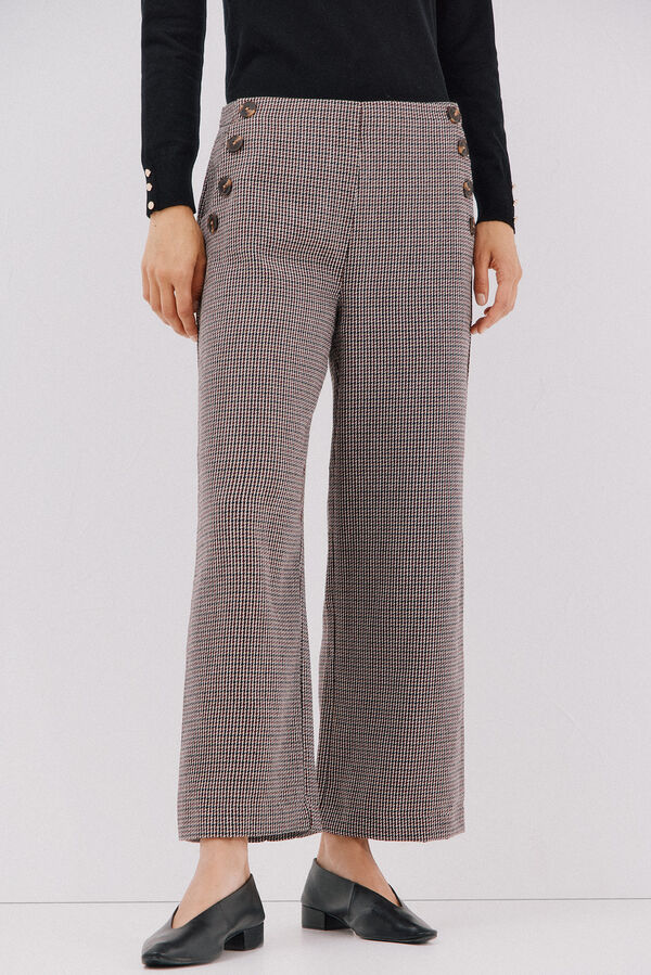 Cortefiel Women's cropped and wide-leg pants Printed red