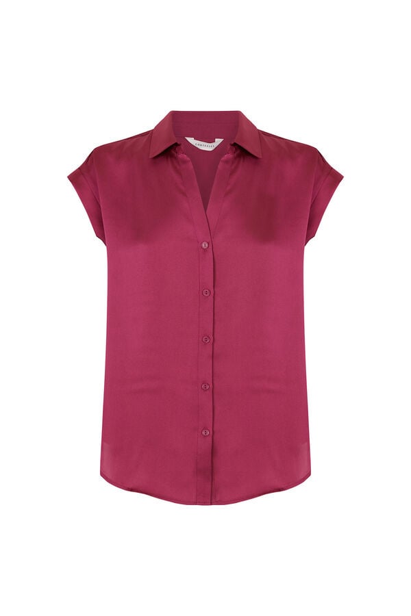 Cortefiel Satin-finish shirt Black