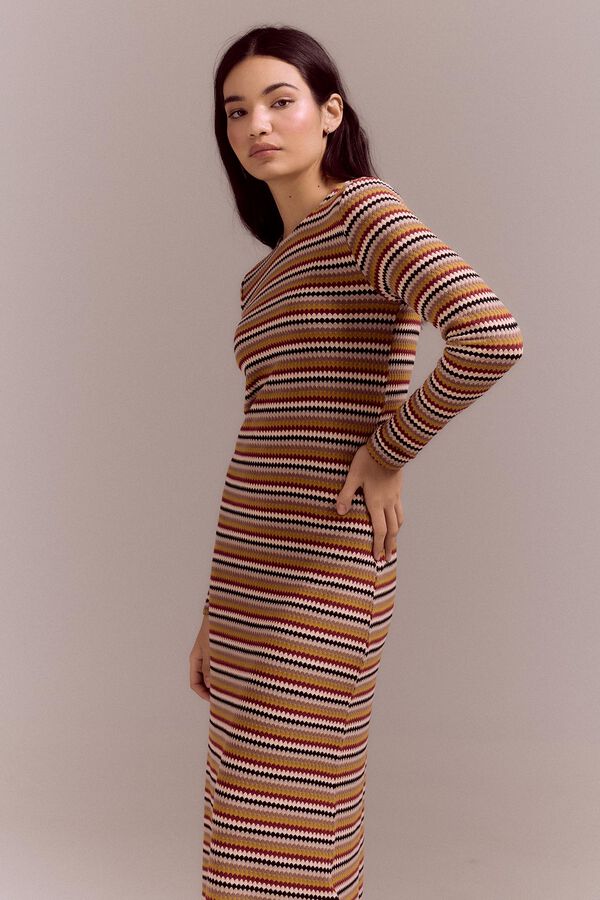 Cortefiel multicoloured striped structured dress Multicolour