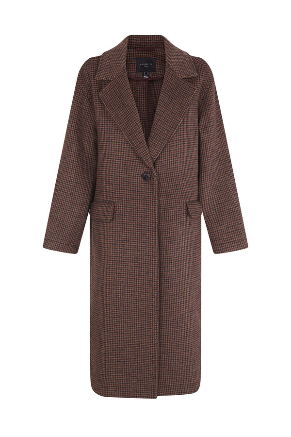 Cortefiel Long coat with flap neck Maroon