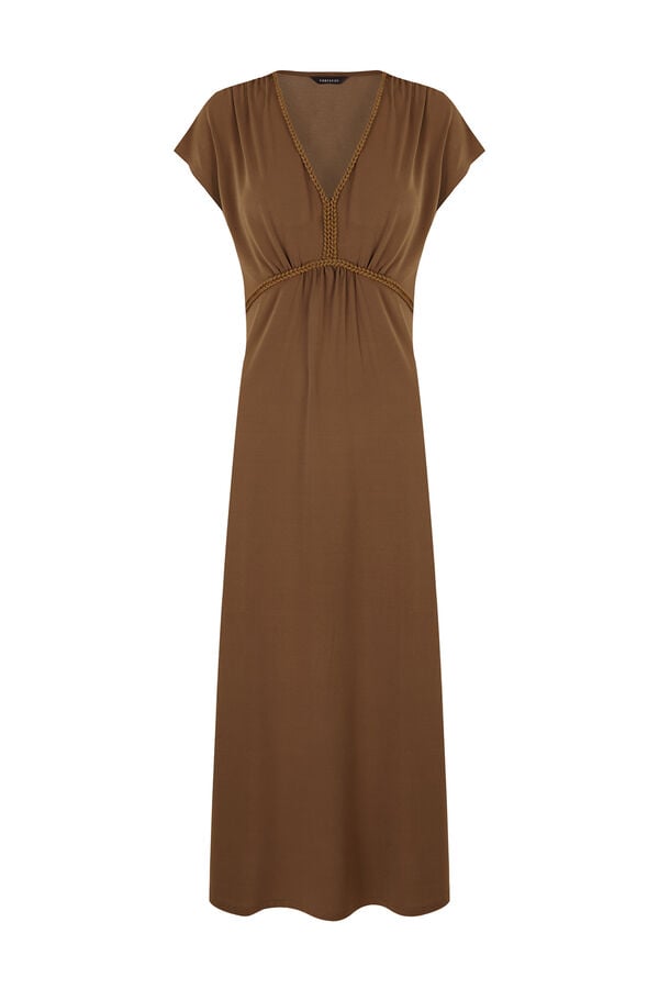 Cortefiel Braided print dress Kaki