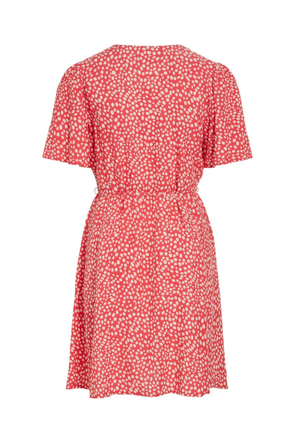 Vila Vestido curto com decote em V em viscose Vermelho