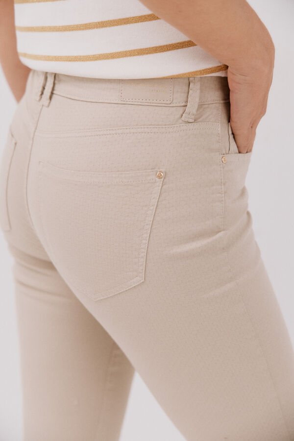 Cortefiel Sensational Slim Jacquard Jeans Nude