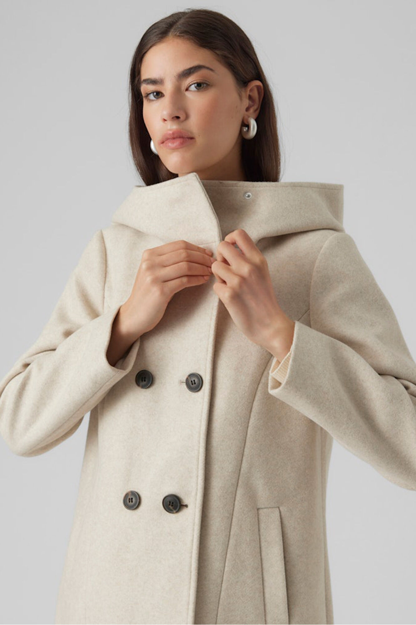 Vero Moda Sobretudo de tecido feminino com capuz