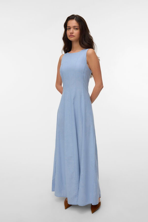 Vero Moda Vestido comprido em algod&atilde;o Azul