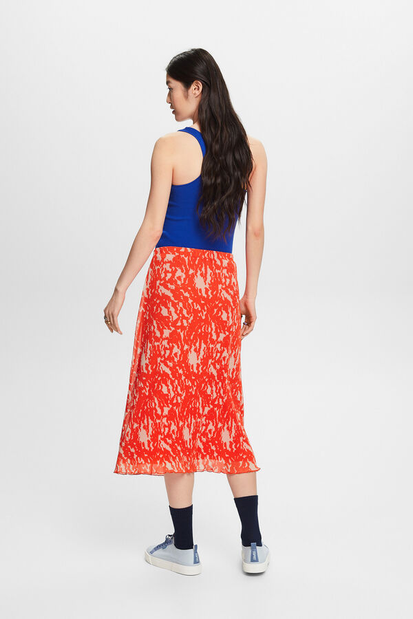 Cortefiel Printed A-line midi skirt Printed orange