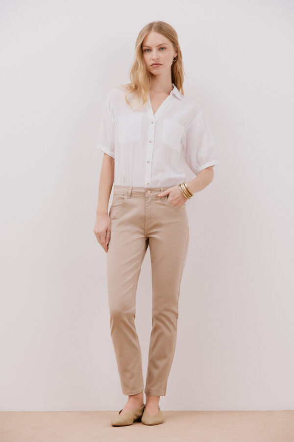 Cortefiel Colored cropped skinny pants Nude