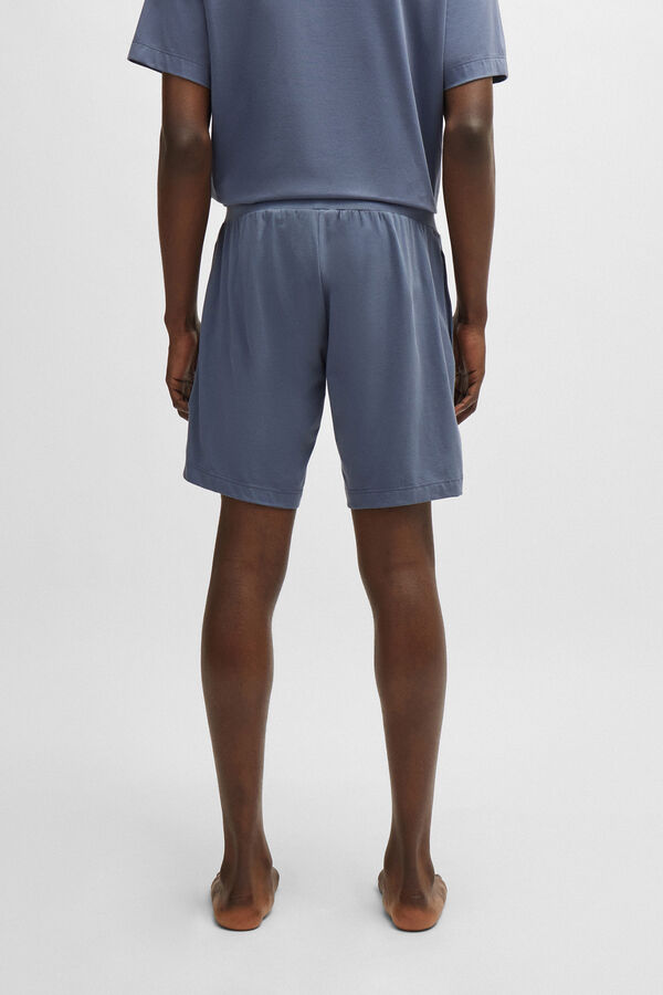 Cortefiel Stretch cotton shorts with tie and contrast logo Blue