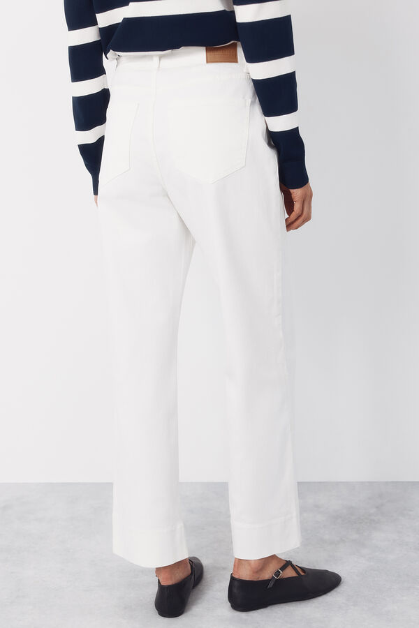 Cortefiel Palazzo jeans with buttons White