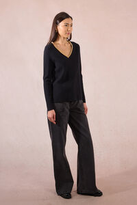 Molly Bracken Camisola de manga comprida com detalhes dourados