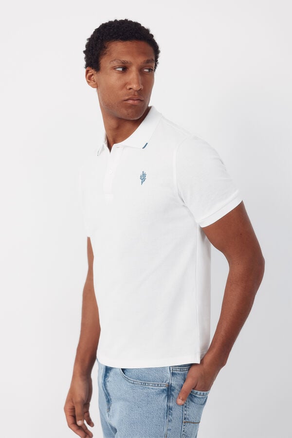 Cortefiel Embroidered polo shirt White