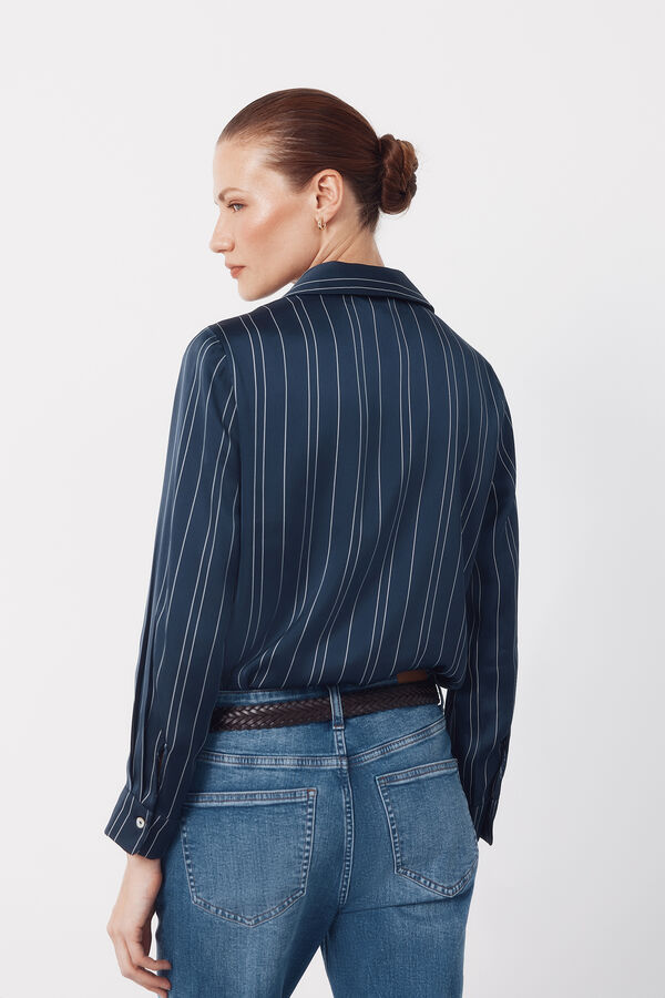 Cortefiel Satin-finish shirt Printed blue