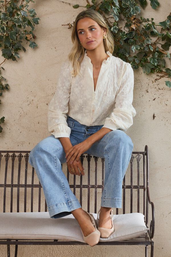 Pol&iacute;n Et Moi Camisa bordada Violetta Ecru