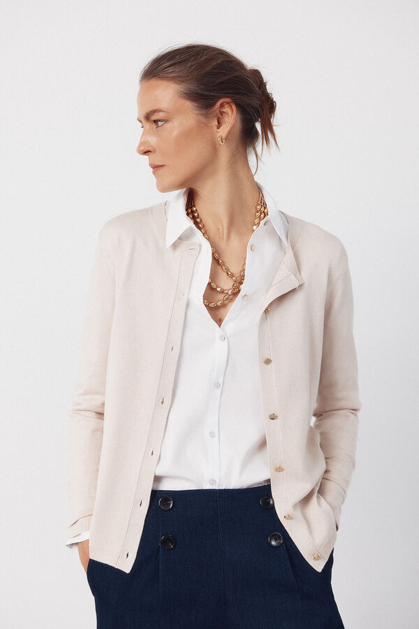 Cortefiel Jersey-knit basic jacket Nude
