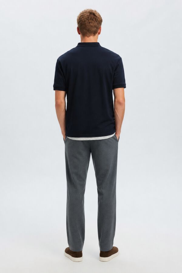 Selected Polo b&aacute;sico em piqu&eacute; Azul