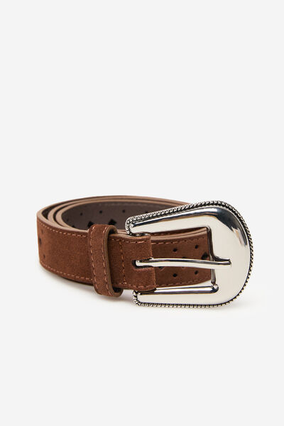 Cortefiel Perforated cowboy belt Beige