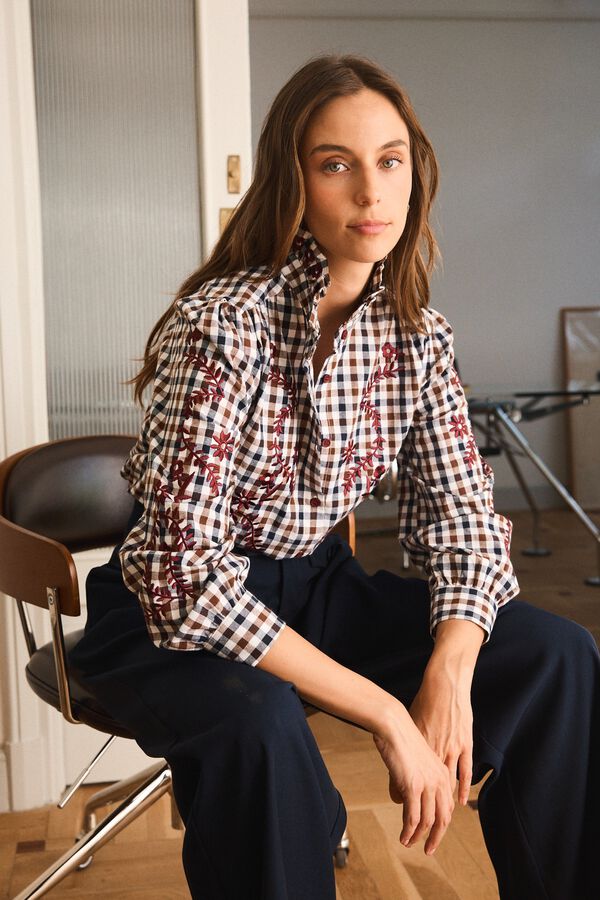 Pol&iacute;n Et Moi Camisa aos quadrados Margaux Castanho