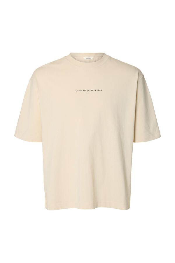 Selected T-shirt de manga curta relaxed Tostado