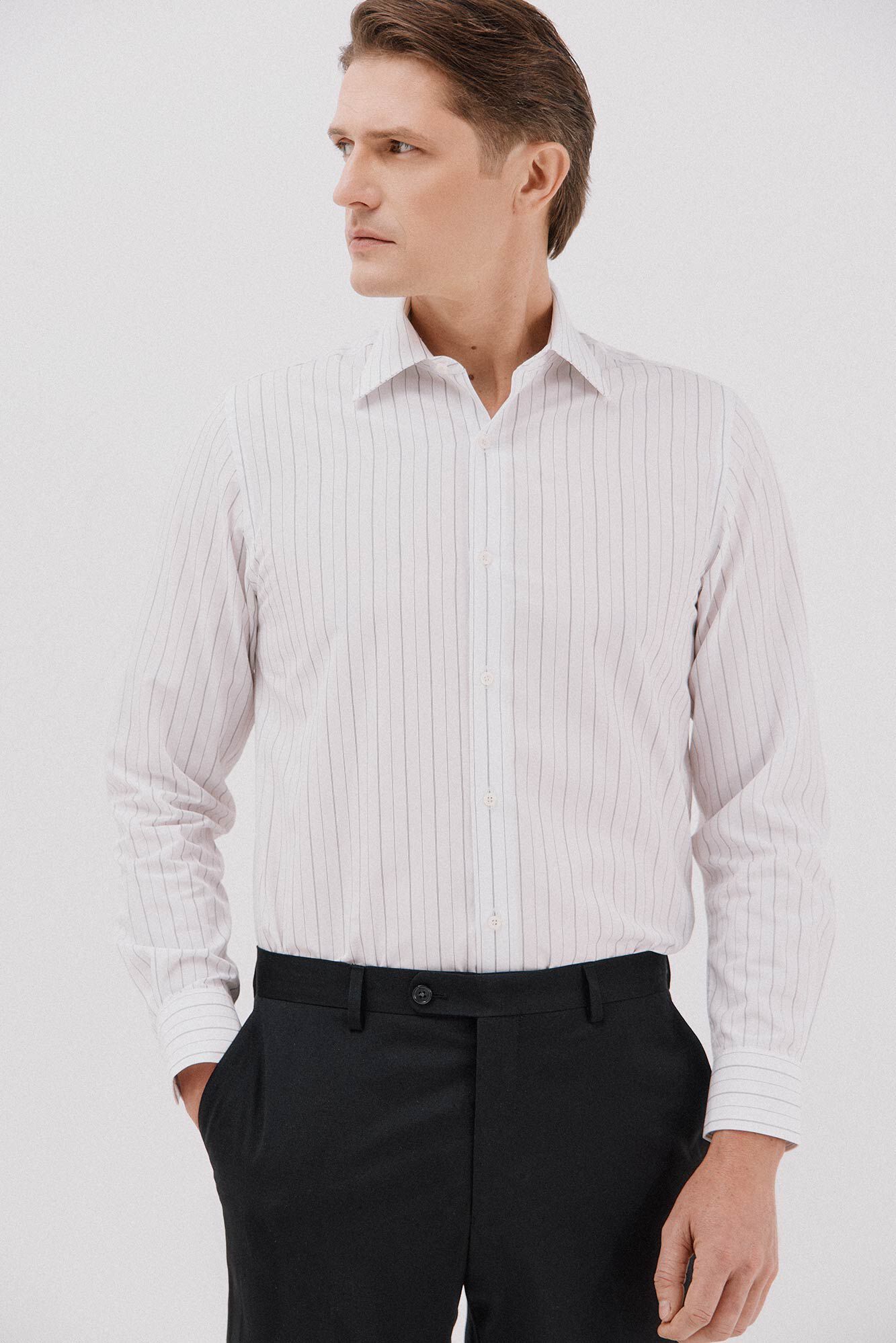 Cortefiel Tencel cotton striped dress shirt