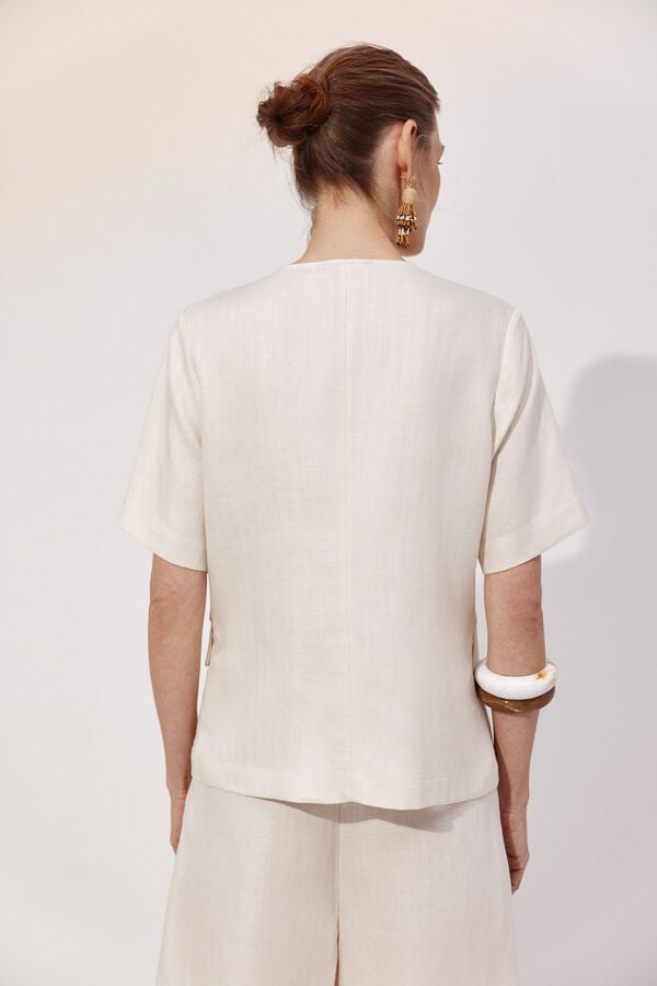Cortefiel short sleeve blazer Ivory