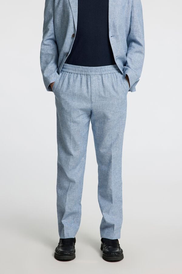 Selected Cal&ccedil;a de linho de vestir Cinzento