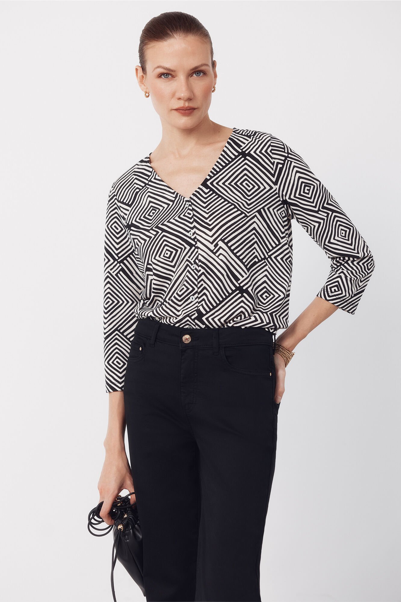 Cortefiel V- neckline top with buttons
