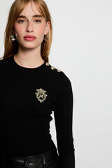 Morgan Camisola de gola redonda Preto
