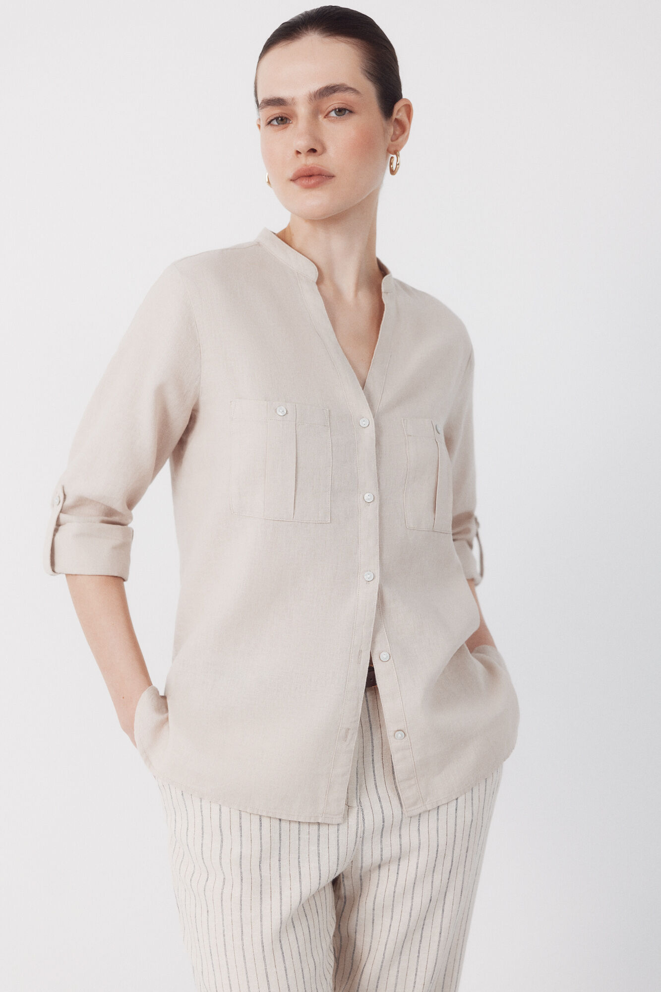 Cortefiel Camisa r&uacute;stica de manga comprida