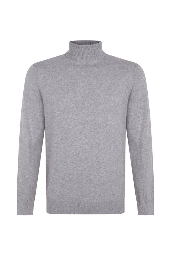 Cortefiel Cotton/silk cashmere high neck jumper  Grey