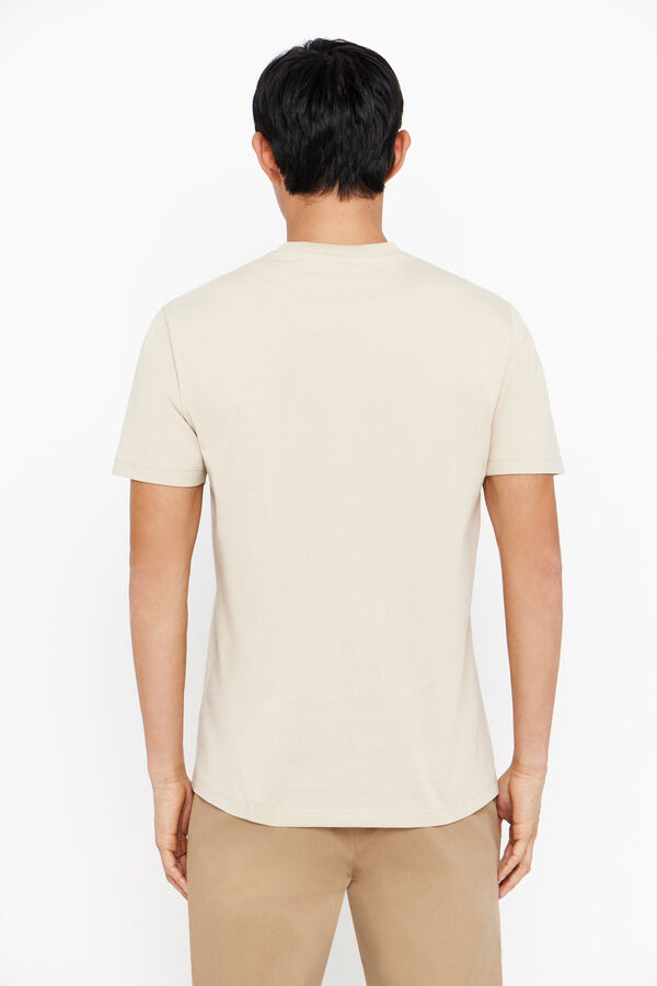 Cortefiel Basic T-shirt with pocket Beige