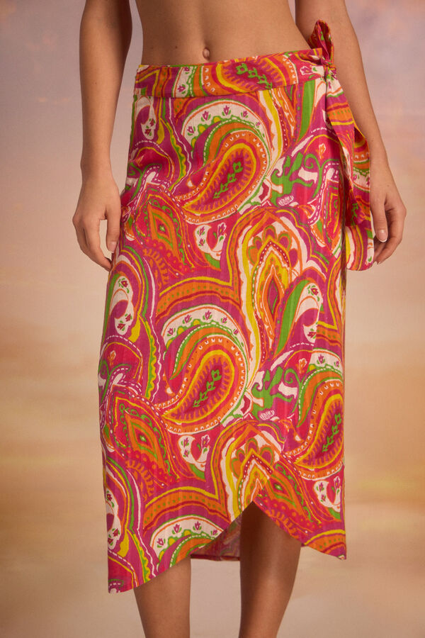 Cortefiel Printed sarong skirt Multicolour
