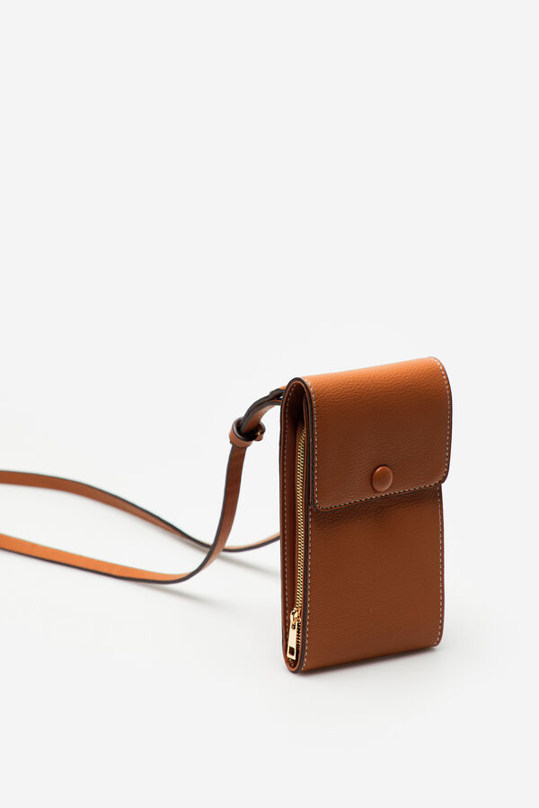 Cortefiel Phone bag with flap Brown