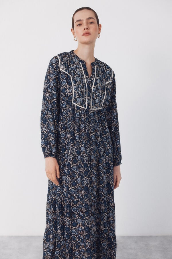 Cortefiel Fluid printed dress Printed blue