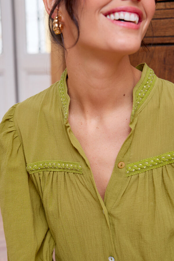 Cortefiel Camisa de lino Angelita Verde