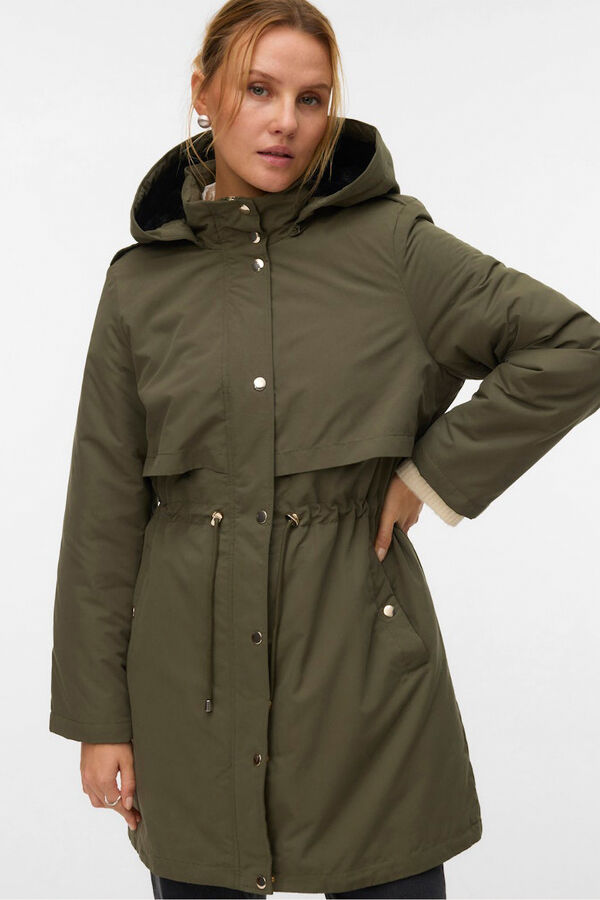 Vero Moda Parka com botões prateados  Verde