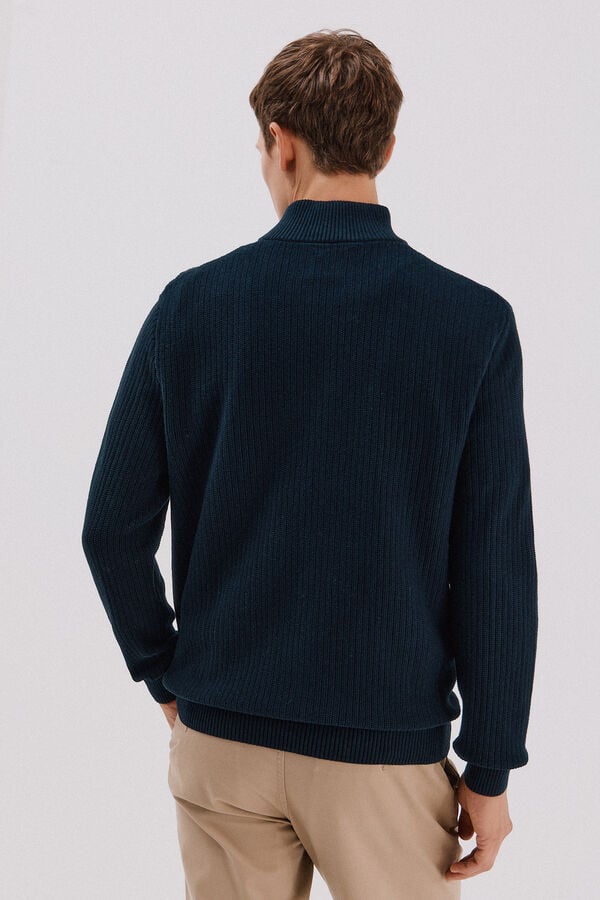 Cortefiel Structured cotton sweater  Navy
