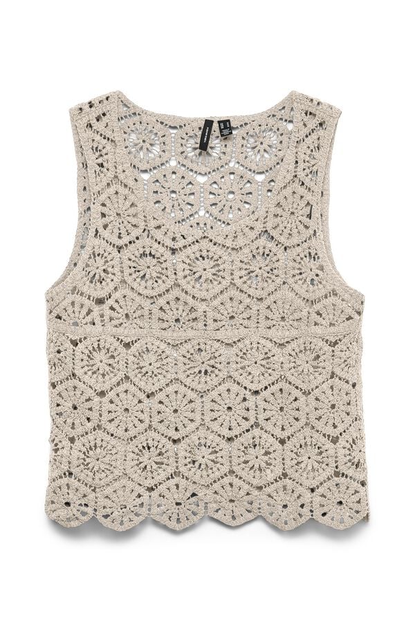 Vero Moda Top sem mangas em crochet Tostado