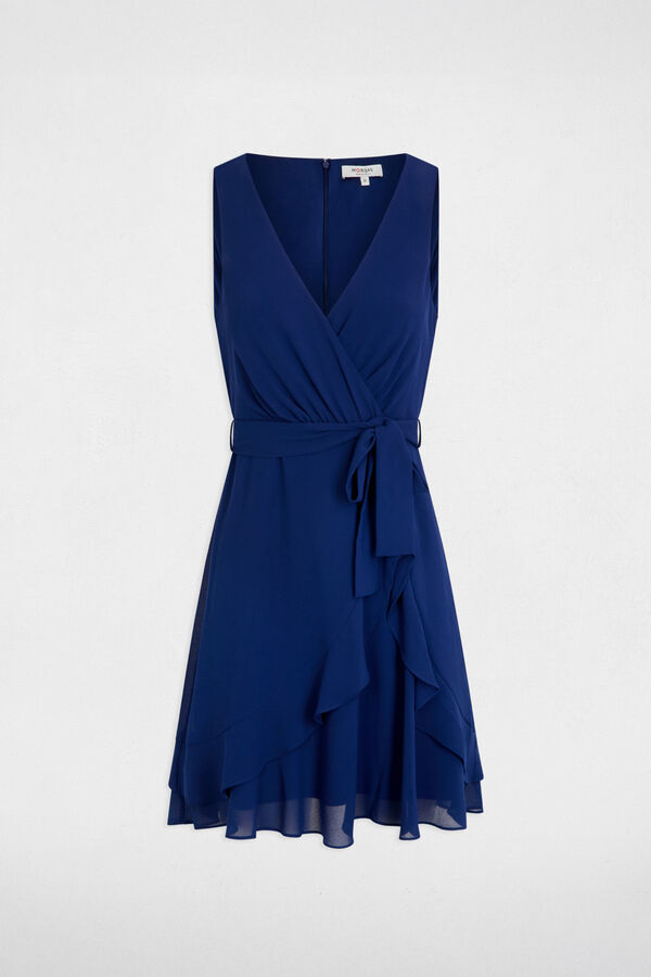 Morgan Vestido curto cruzado Azul