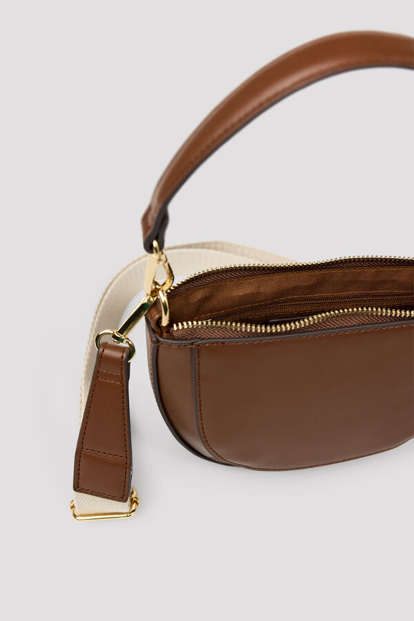 Cortefiel Bolso bandolera doble asa Marr&oacute;n oscuro