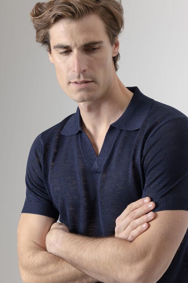 PuroEGO Jersey-knit polo shirt Navy