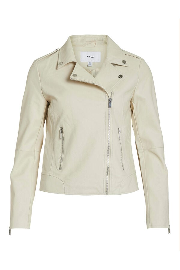 Vila Casaco motard em pele sint&eacute;tica Tostado