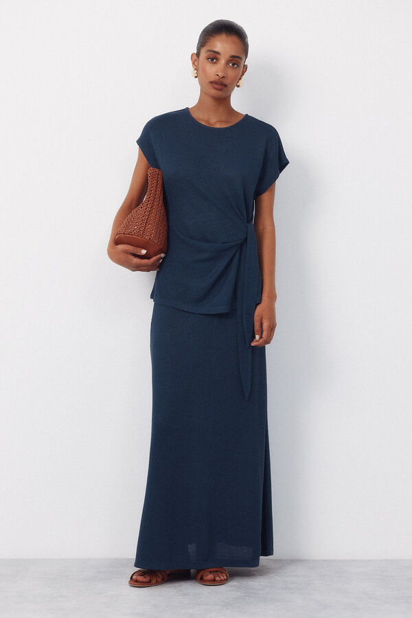 Cortefiel Jersey-knit skirt Navy