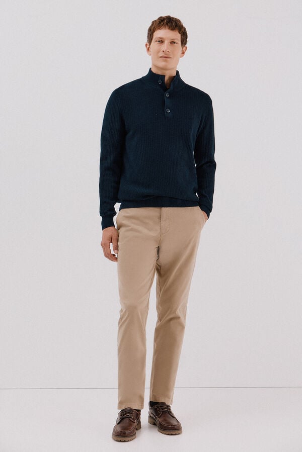 Cortefiel Structured cotton sweater  Navy