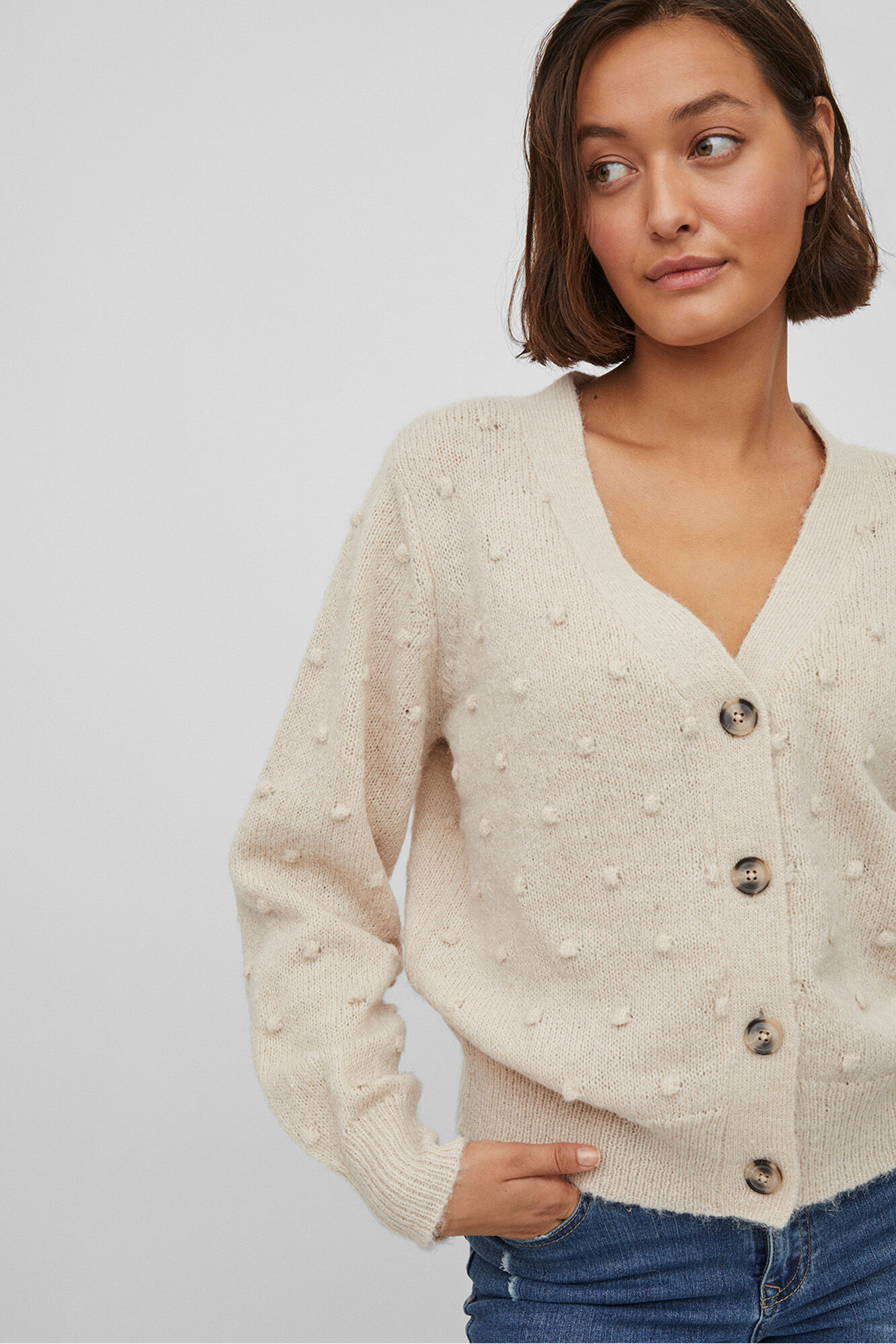 Vila Casaco de malha de malha com malha