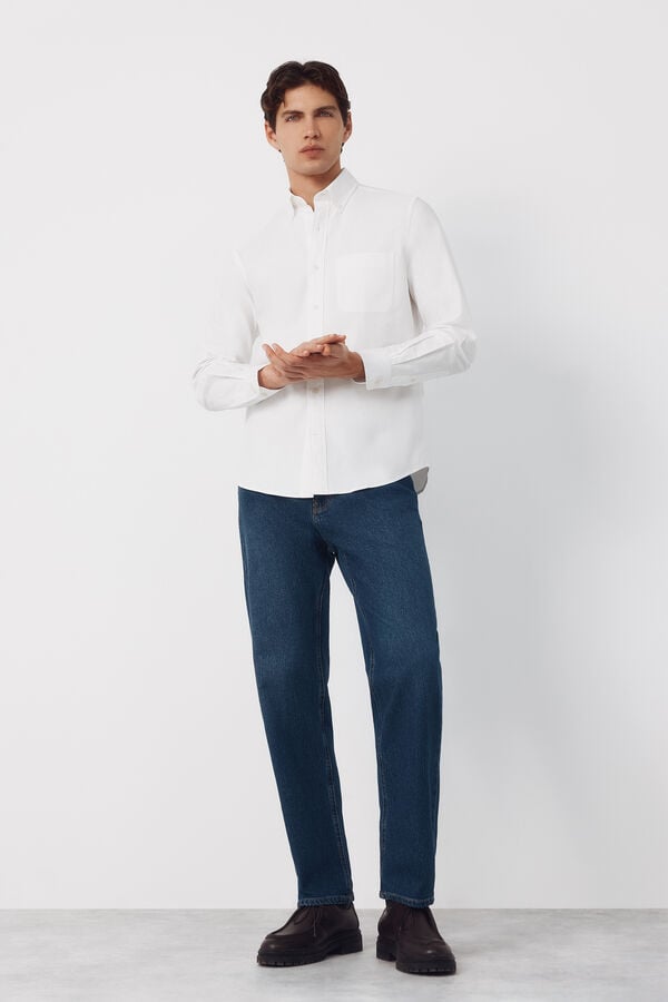 Cortefiel Plain Oxford shirt White