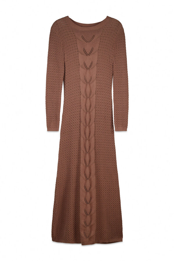 Slowlove Vestido punto largo Marr&oacute;n
