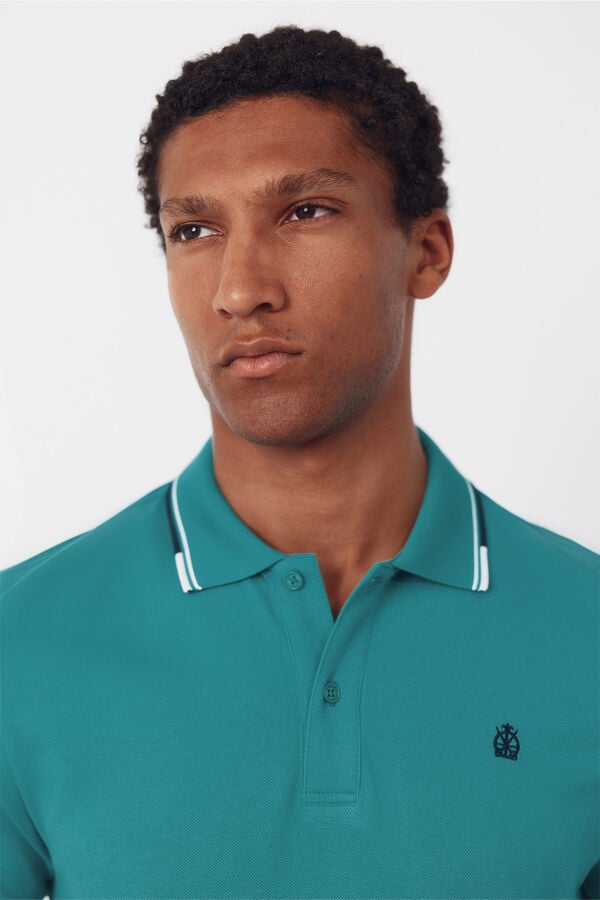 Cortefiel Polo shirt with tips Green