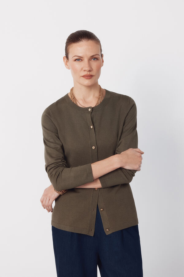 Cortefiel Jersey-knit basic jacket Kaki